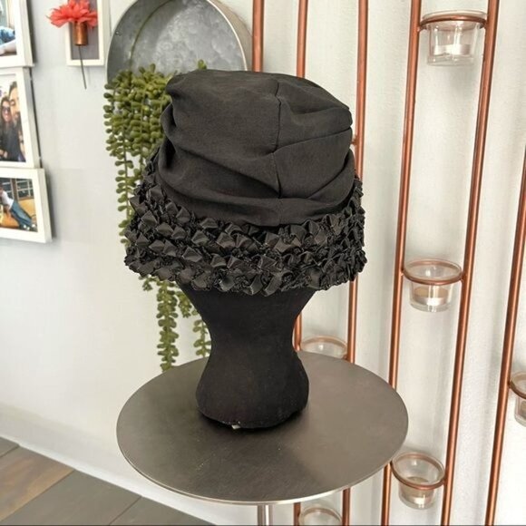 Vintage Union Made Cloche Hat Black Straw main image 7